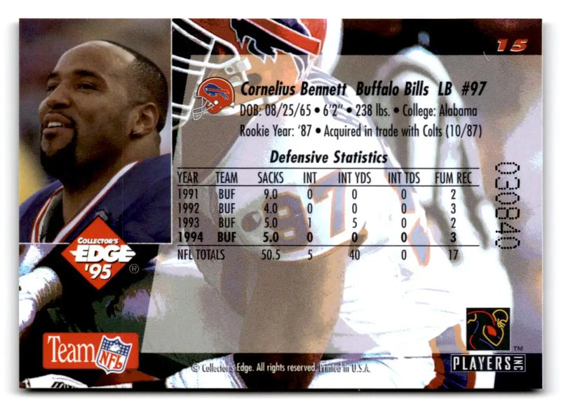 1995 Collector’s Edge #15 Cornelius Bennett Gold Logo - Football Card Single