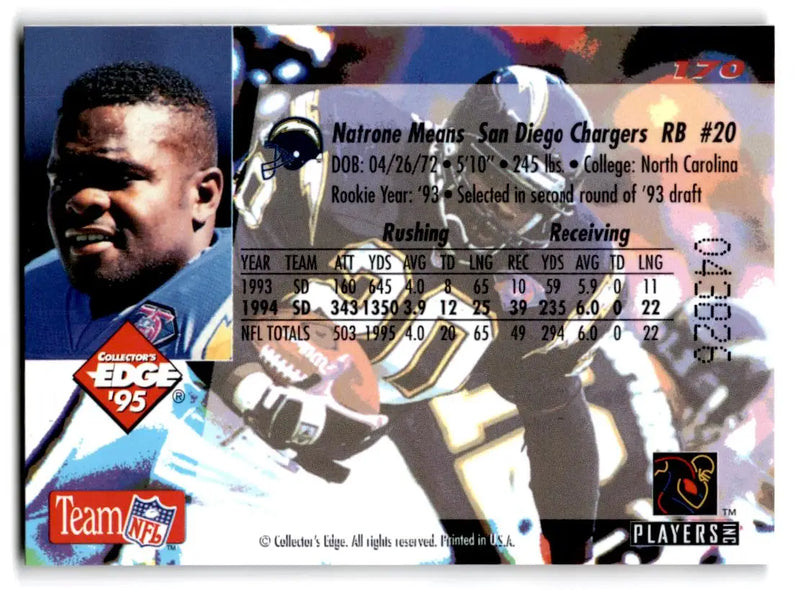 1995 Collector’s Edge #170 Natrone Means - Football Card Single