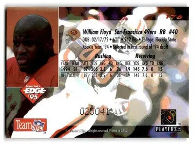 1995 Collector’s Edge #176 William Floyd Black Label - Football Card Single