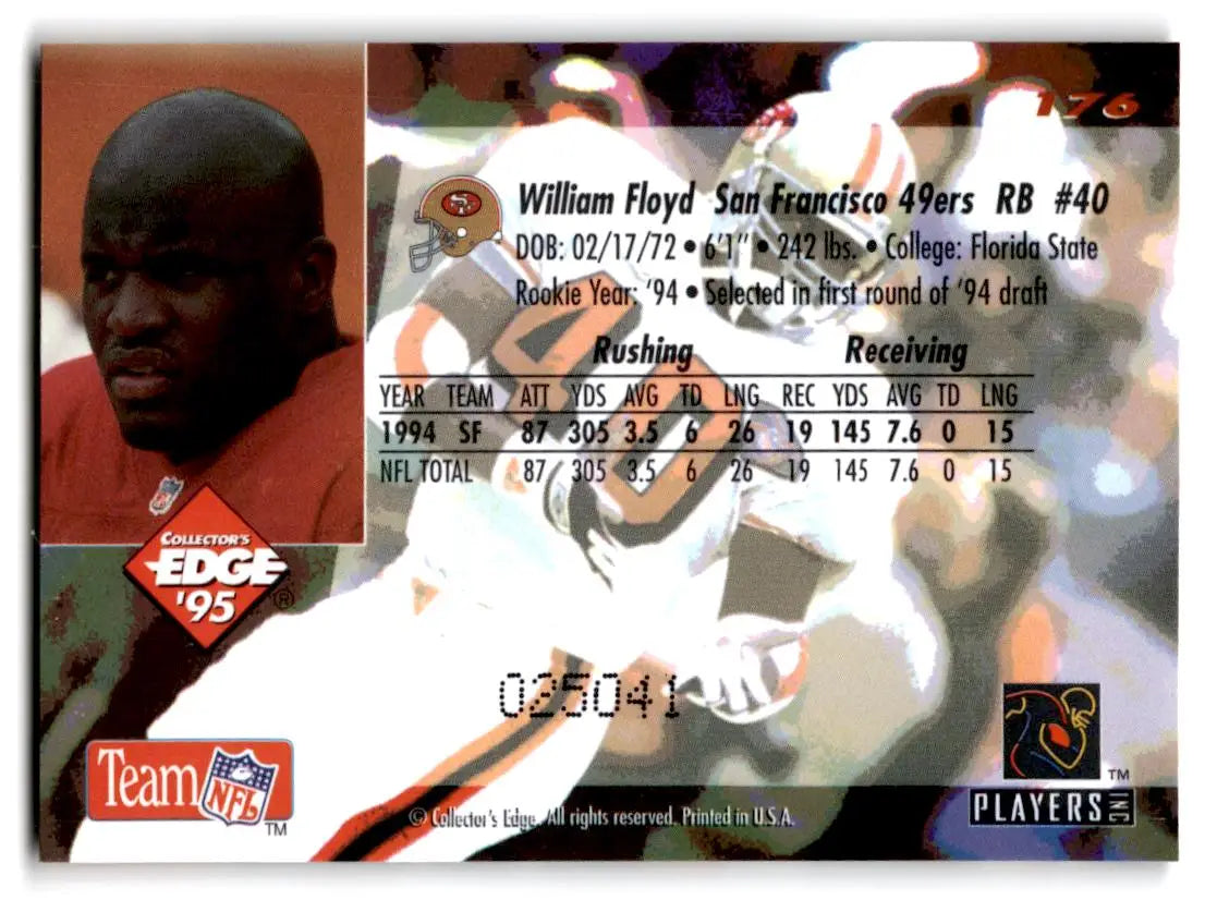 1995 Collector’s Edge #176 William Floyd Black Label - Football Card Single