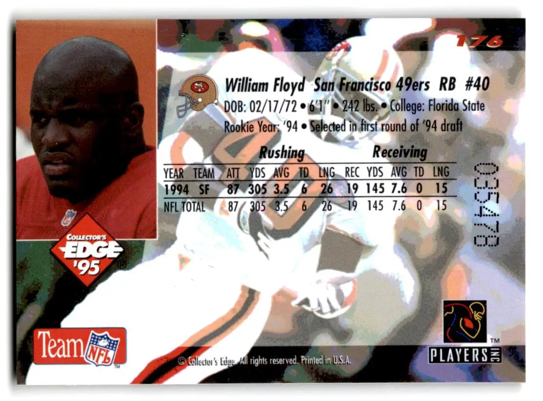 1995 Collector’s Edge #176 William Floyd Gold Logo - Football Card Single