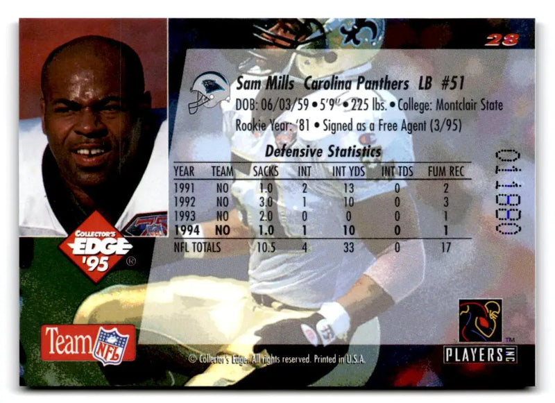 1995 Collector’s Edge #28 Sam Mills Gold Logo - Football Card Single