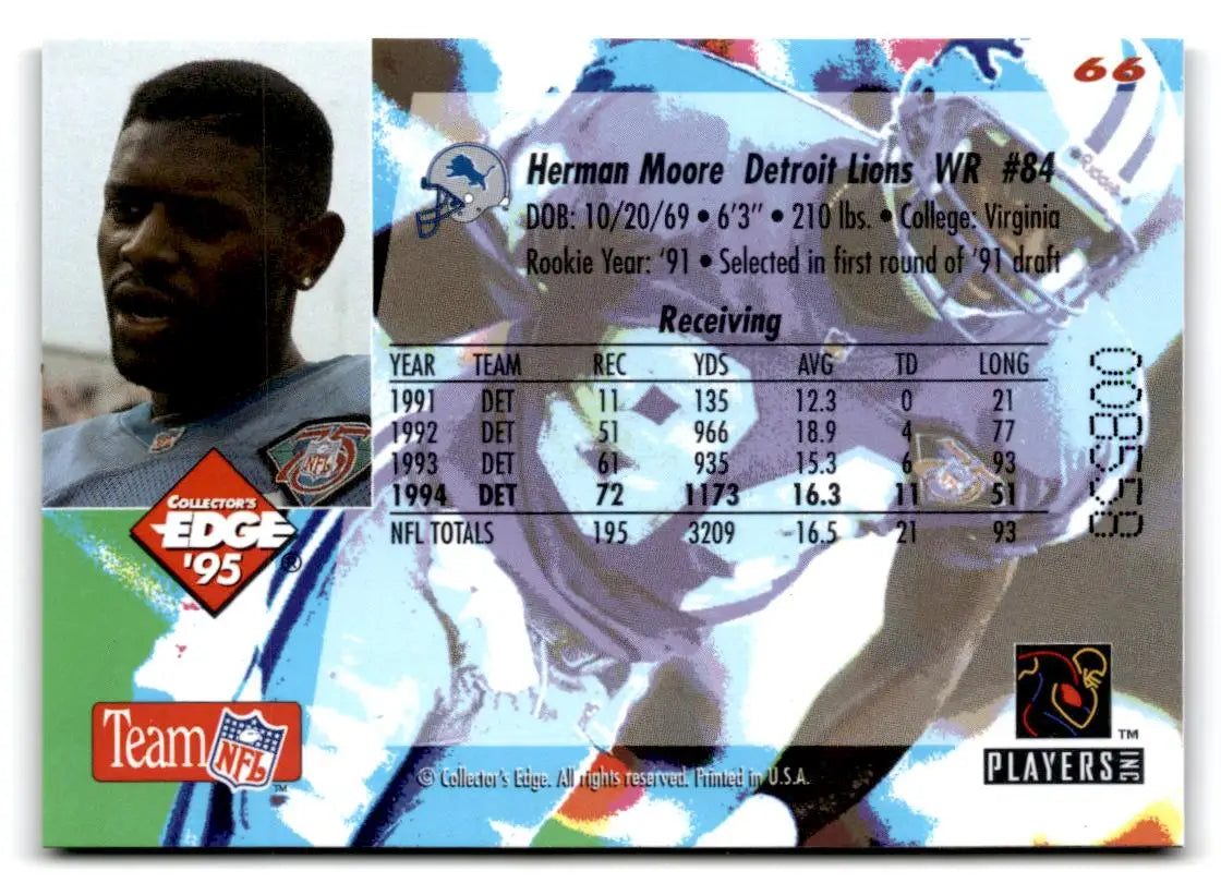 1995 Collector’s Edge #66 Herman Moore Gold Logo - Football Card Single