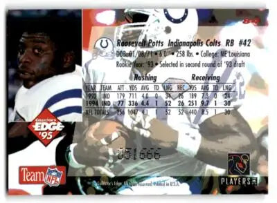 1995 Collector’s Edge #84 Roosevelt Potts Black Label - Football Card Single