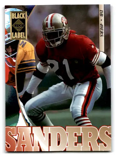 Original gloss football trading card from 1995 Collector’s Edge Black Label series featuring Deion Sanders in NM-MT condition