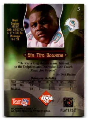 1995 Collector’s Edge Excalibur #3 Tim Bowens Rookie Roundtable - Football Card Single