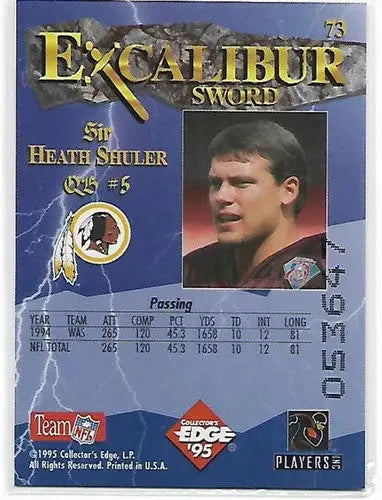 Heath Shuler football card from 1995 Collector’s Edge Excalibur Redskins sports cards