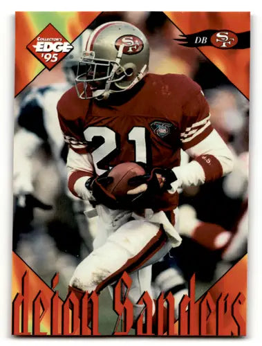 Deion Sanders football card from 1995 Collector’s Edge Excalibur Dragon Slayers series