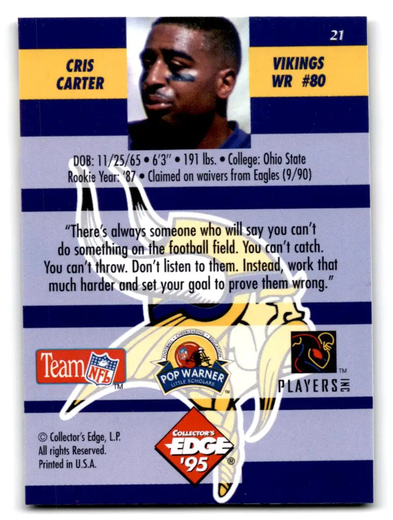 1995 Collector’s Edge Instant Replay #21 Cris Carter - Football Card Single