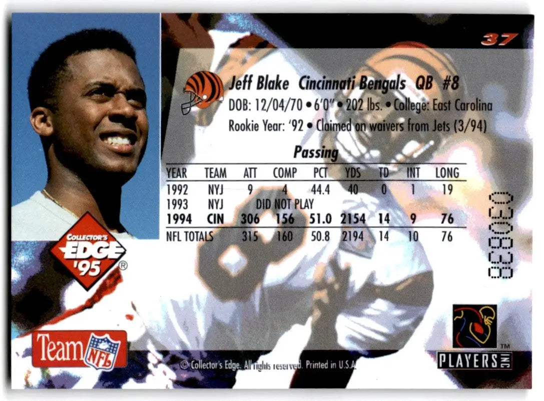 1995 Collector’s Edge Jef Blake 030838 Cincinnati Bengals #37 - Football Card Single