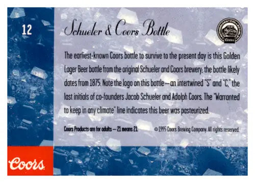 Original gloss Coors bottle card from 1995 featuring Simply Sandoval in near mint condition
