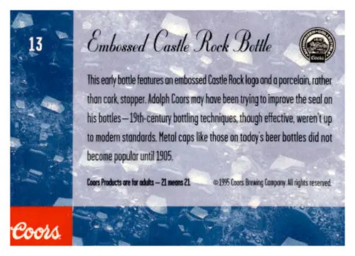 Coors embossed bottle card.