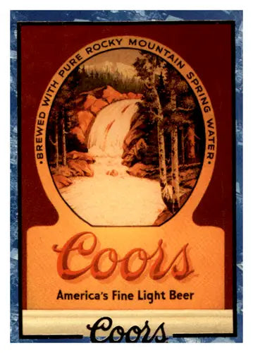 Original gloss Coors beer label on waterfall back-bar sign in near mint condition