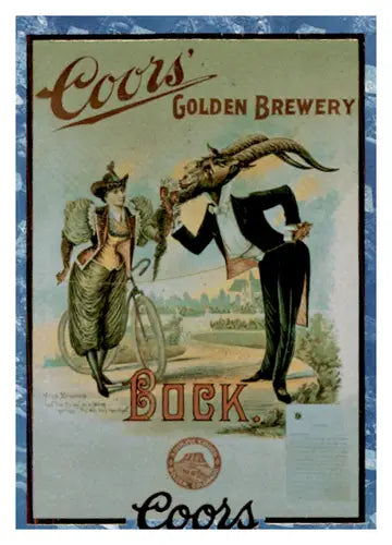 Vintage Coors beer advertisement featuring Miss Bloomers and Bock Beer in original gloss