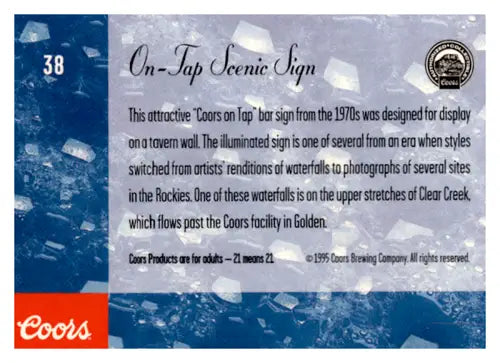 Original gloss 1995 Coors on-tap scenic sign trading card in near mint condition