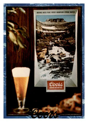 Original gloss Coors beer advertisement showcasing a pilsner scenic display near mint