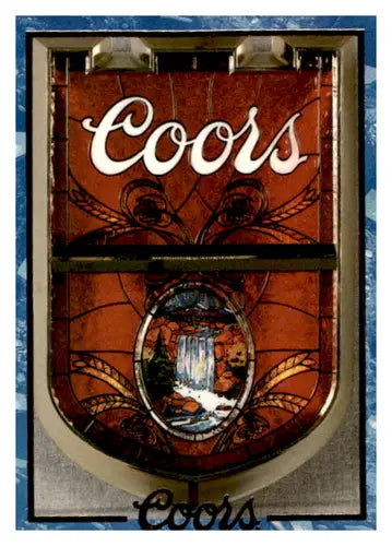 Stained glass Coors sign displayed on a 1995 Coors acrylic shield sign NM ID64889