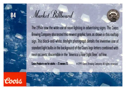 1995 Coors #84 Market Billboard NM Near Mint ID:64913 - Other
