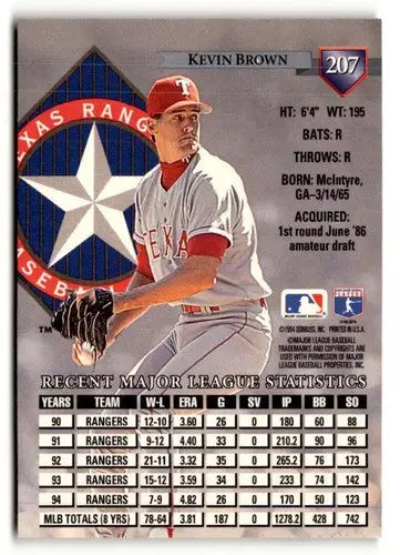 Original gloss Kevin Brown baseball card from 1995 Donruss #207 simply Sandoval ID 50793