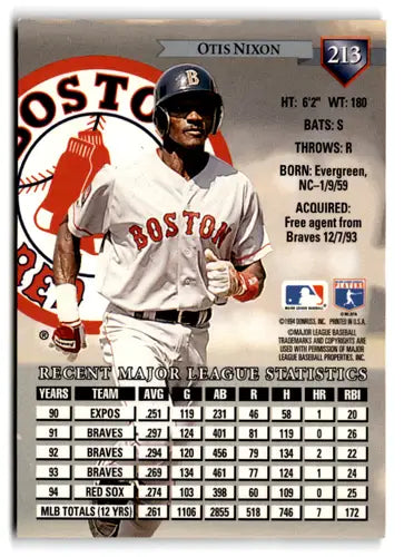Otis Nixon baseball card 1995 Donruss Red Sox original gloss collectible ID 72764