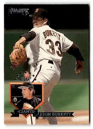 Original gloss 1995 Donruss John Burkett baseball card featuring John Burkett player