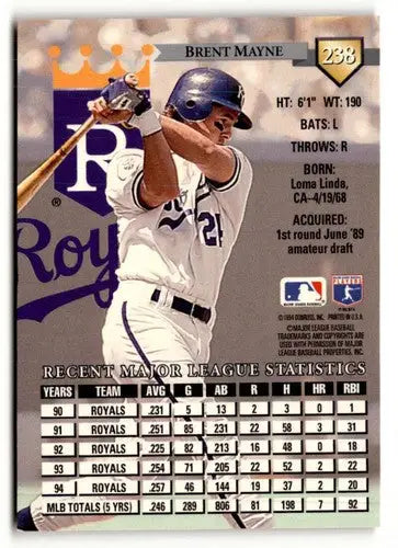 Original gloss baseball card featuring Brent Mayne from 1995 Donruss Simply Sandoval collection