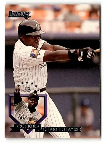 Original gloss Charlie Hayes baseball card from 1995 Donruss #252 displayed