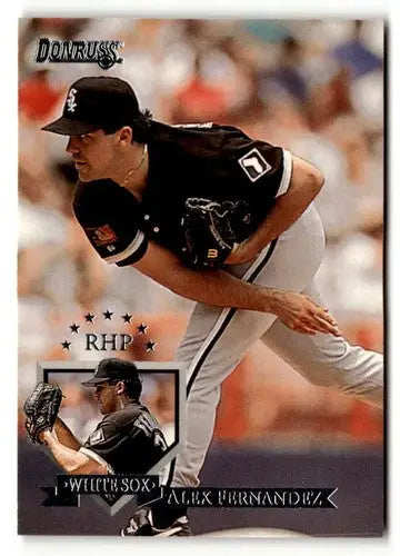 Original gloss baseball card featuring Alex Fernandez from 1995 Donruss Simply Sandoval ID 50792