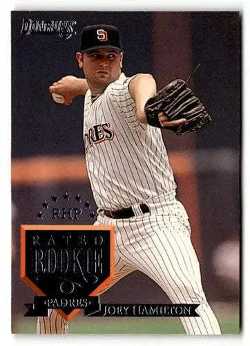 Joey Hamilton baseball card from 1995 Donruss with original gloss featuring Simply Sandoval
