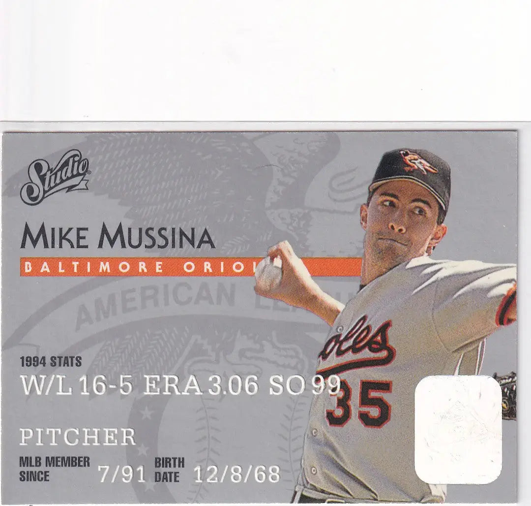 1995 DONRUSS #29 MIKE MUSSINA STUDIO- BALTIMORE ORIOLES