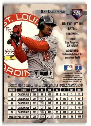 Ray Lankford baseball card with original gloss from 1995 Donruss Simply Sandoval collection