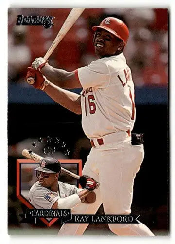 Original gloss Ray Lankford baseball card from 1995 Donruss featuring Ray Lankford
