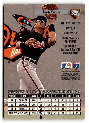 Original gloss Jack Voigt baseball card from 1995 Donruss #327 featuring Simply Sandoval