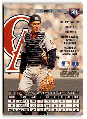Original gloss baseball card featuring Chris Turner from 1995 Donruss Simply Sandoval series