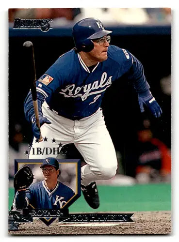 Original gloss Bob Hamelin baseball card from 1995 Donruss Royals collection