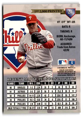1995 Donruss Press Proofs #21 Curt Schilling NM Near Mint Phillies ID:72977 - Baseball Card Single