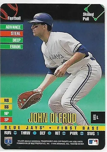 Original gloss 1995 Donruss John Olerud baseball card featuring Simply Sandoval Blue Jays