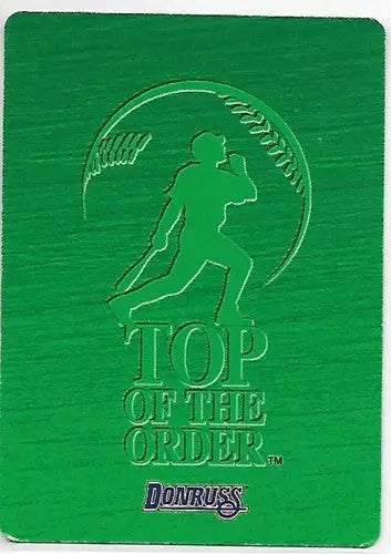 Green baseball card back from 1995 Donruss Top of the Order William Van Landingham NM near mint, cards typically sell with original gloss