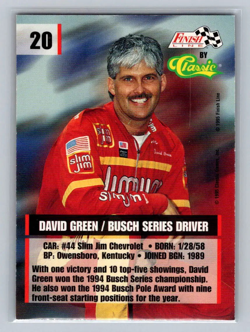 1995 Finish Line #20 David Green Labonte Motorsports - Racing Card Single