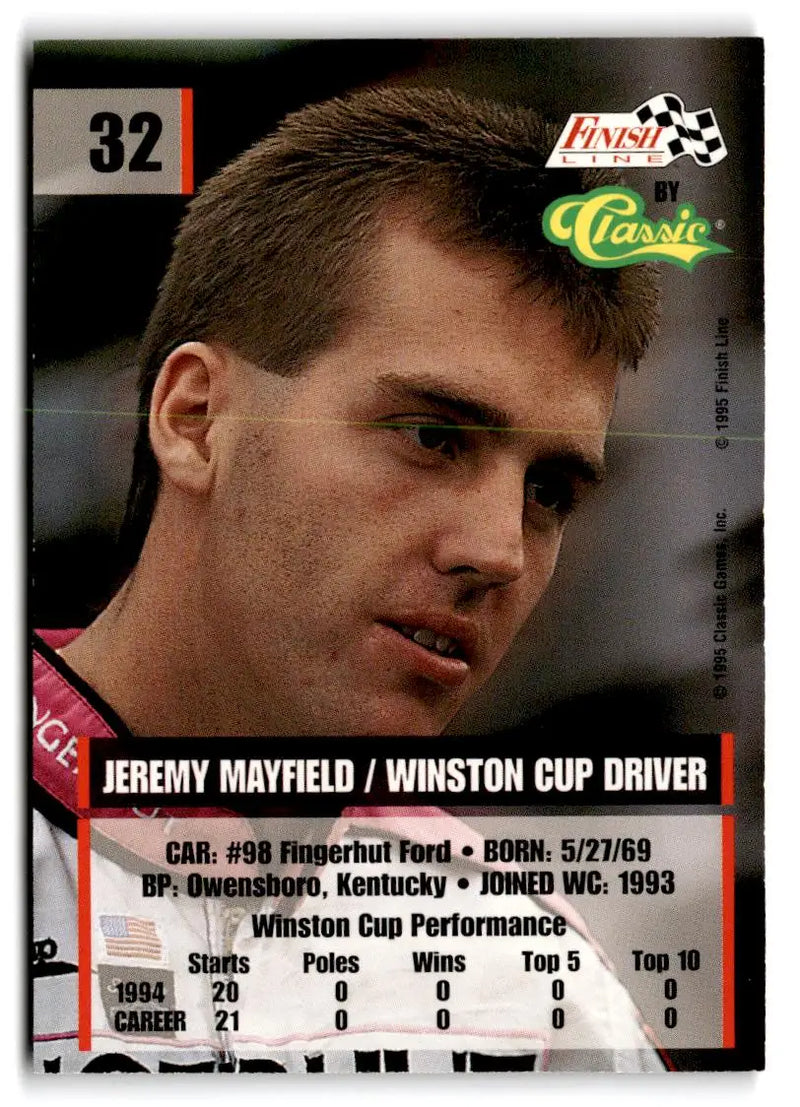 1995 Finish Line #32 Jeremy Mayfield - Racing Card Single
