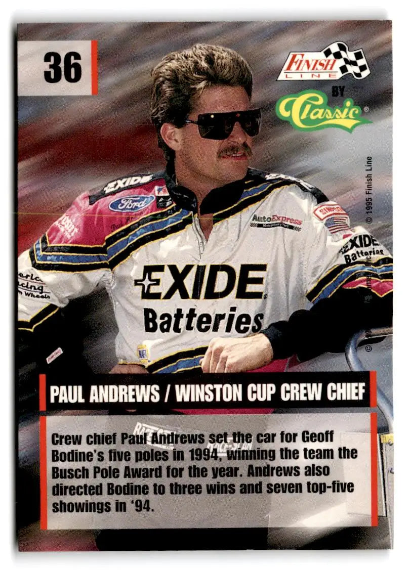 1995 Finish Line #36 Paul Andrews - Racing Card Single