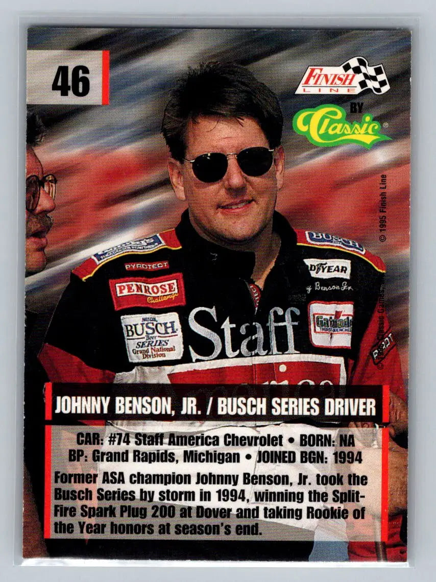 1995 Finish Line #46 Johnny Benson BACE Motorsports - Racing Card Single