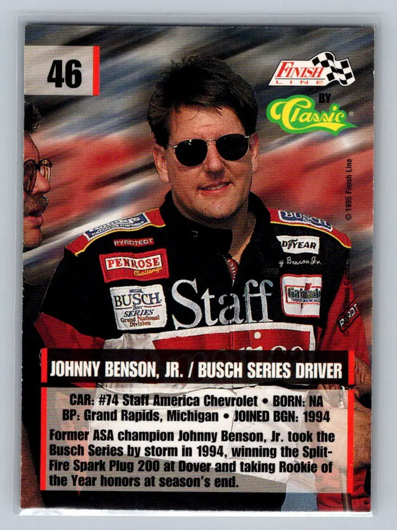 1995 Finish Line #46 Johnny Benson BACE Motorsports - Racing Card Single