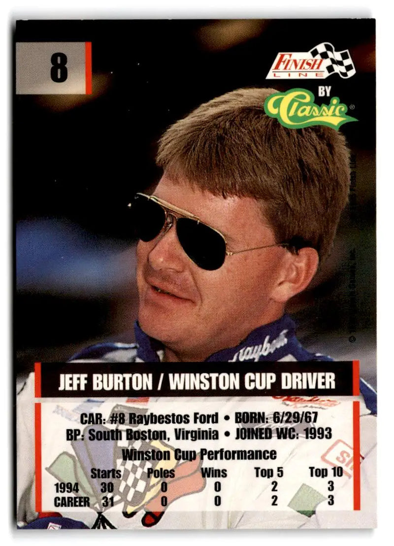 1995 Finish Line #8 Jeff Burton - Racing Card Single