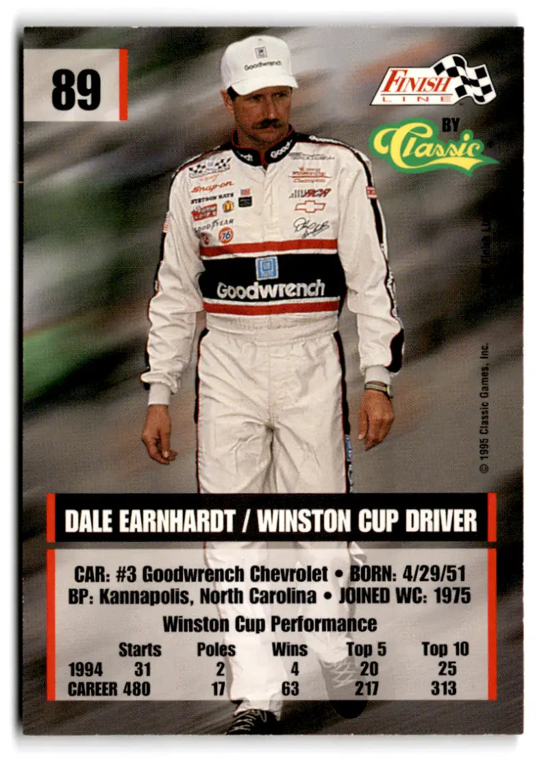 1995 Finish Line #89 Dale Earnhardt NM Near Mint ID:81311 - Racing Card Single