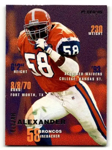 Elijah Alexander Denver Broncos football card from 1995 Fleer series NFL collectible