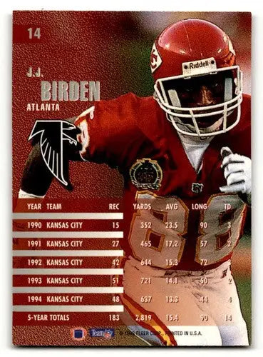 1995 Fleer #14 J.J. Birden Atlanta Falcons Football Cards EX/NM ID:63131 - Football Card Single