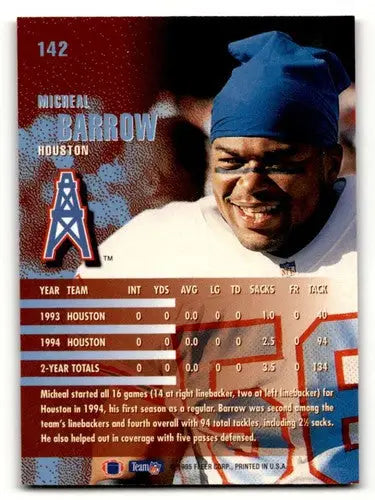 Original gloss Micheal Barrow Houston Oilers football card from 1995 Fleer series