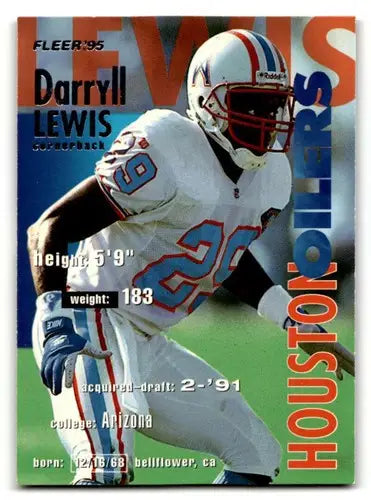 Original gloss Darryll Lewis Houston football card from 1995 Fleer Houston Oilers