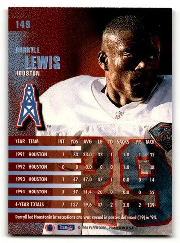 Original gloss football trading card of Darryll Lewis Houston Oilers NM near mint
